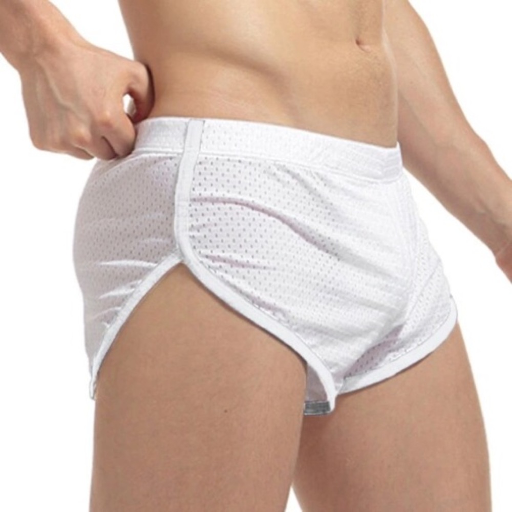 Breathable Mesh Sports Shorts Men's Casual Cut Out Side Open Hip shorts - Picture 5 of 7